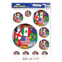 72 Piece Bulk Soccer Party Peel 'N Place Clings - International