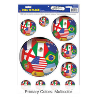 72 Piece Bulk Soccer Party Peel 'N Place Clings - International
