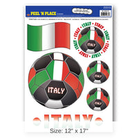 72 Piece Bulk Soccer Party Peel 'N Place Clings - Italy