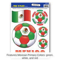 72 Piece Bulk Soccer Party Peel 'N Place Clings - Mexico
