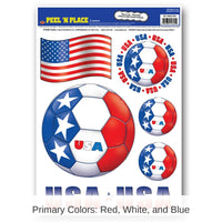 72 Piece Bulk Soccer Party Peel 'N Place Clings - United States