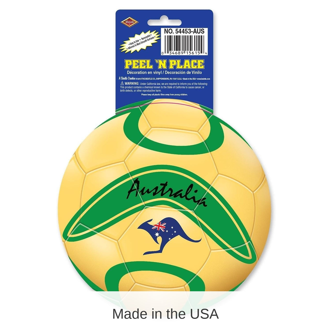 12 Piece Bulk Soccer Party Peel 'N Place Clings - Australia