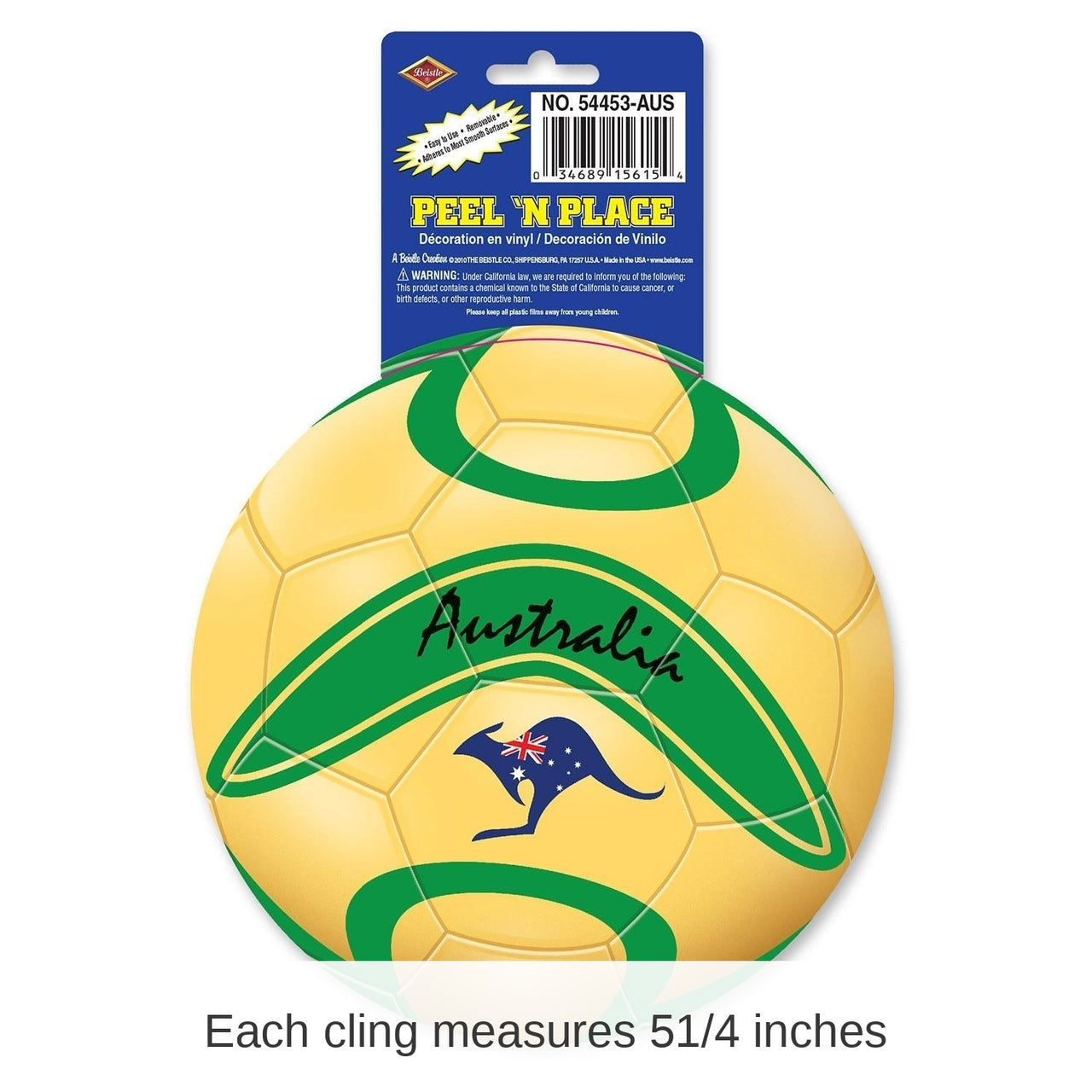 12 Piece Bulk Soccer Party Peel 'N Place Clings - Australia