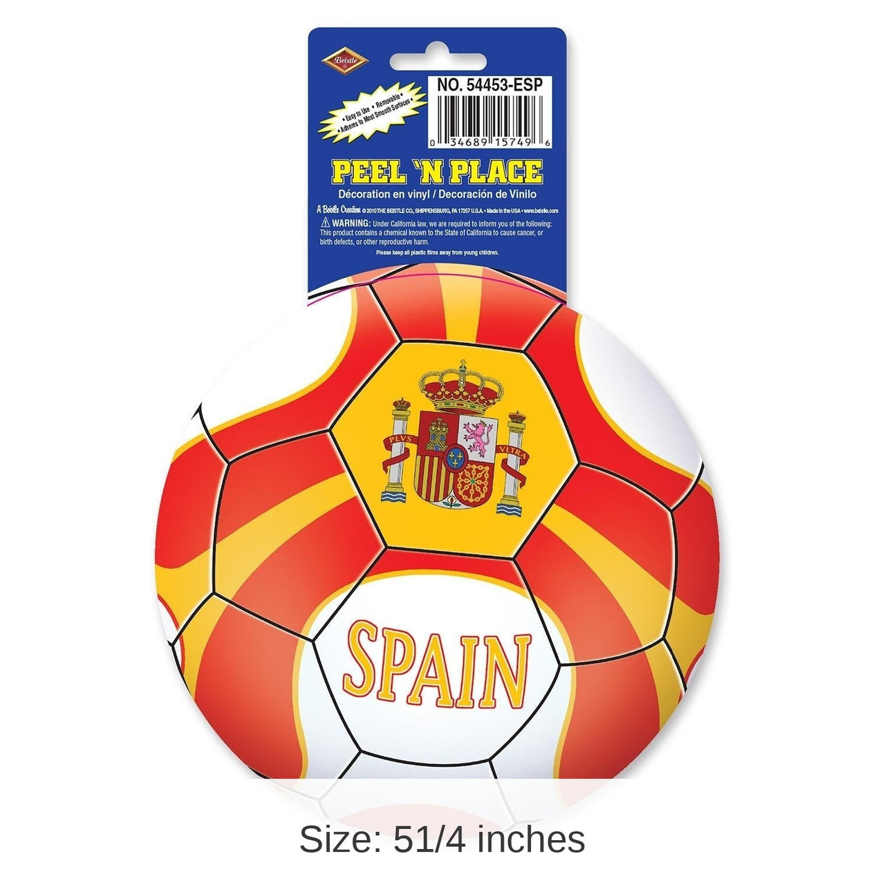 12 Piece Bulk Soccer Party Peel 'N Place Clings - Spain
