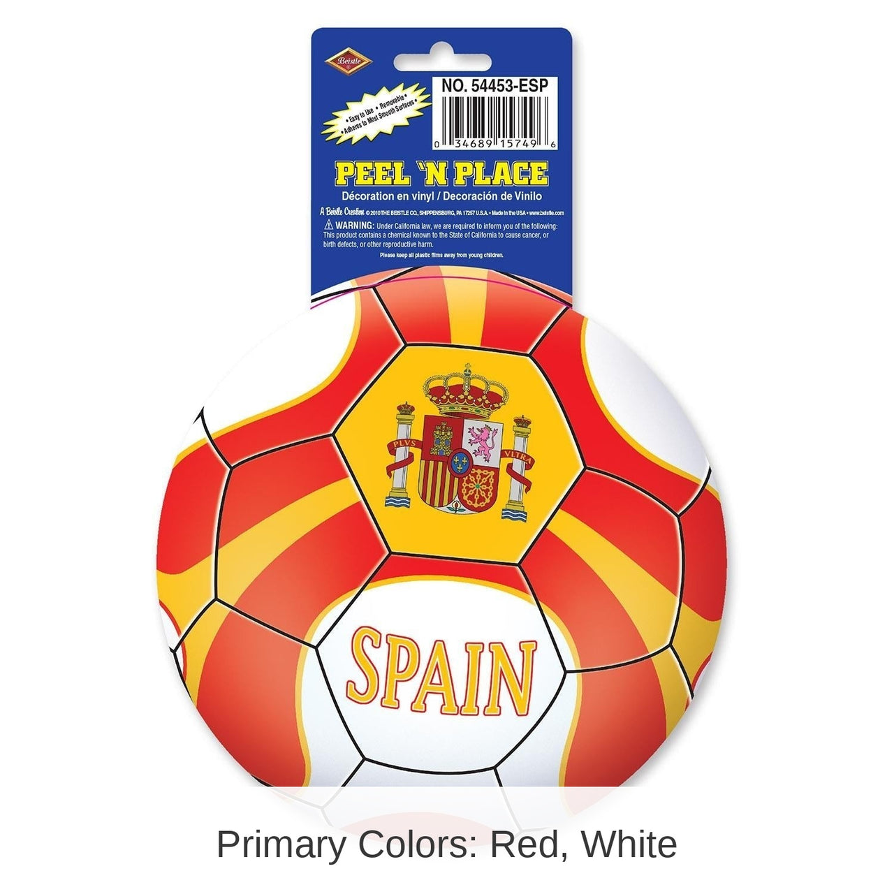 12 Piece Bulk Soccer Party Peel 'N Place Clings - Spain