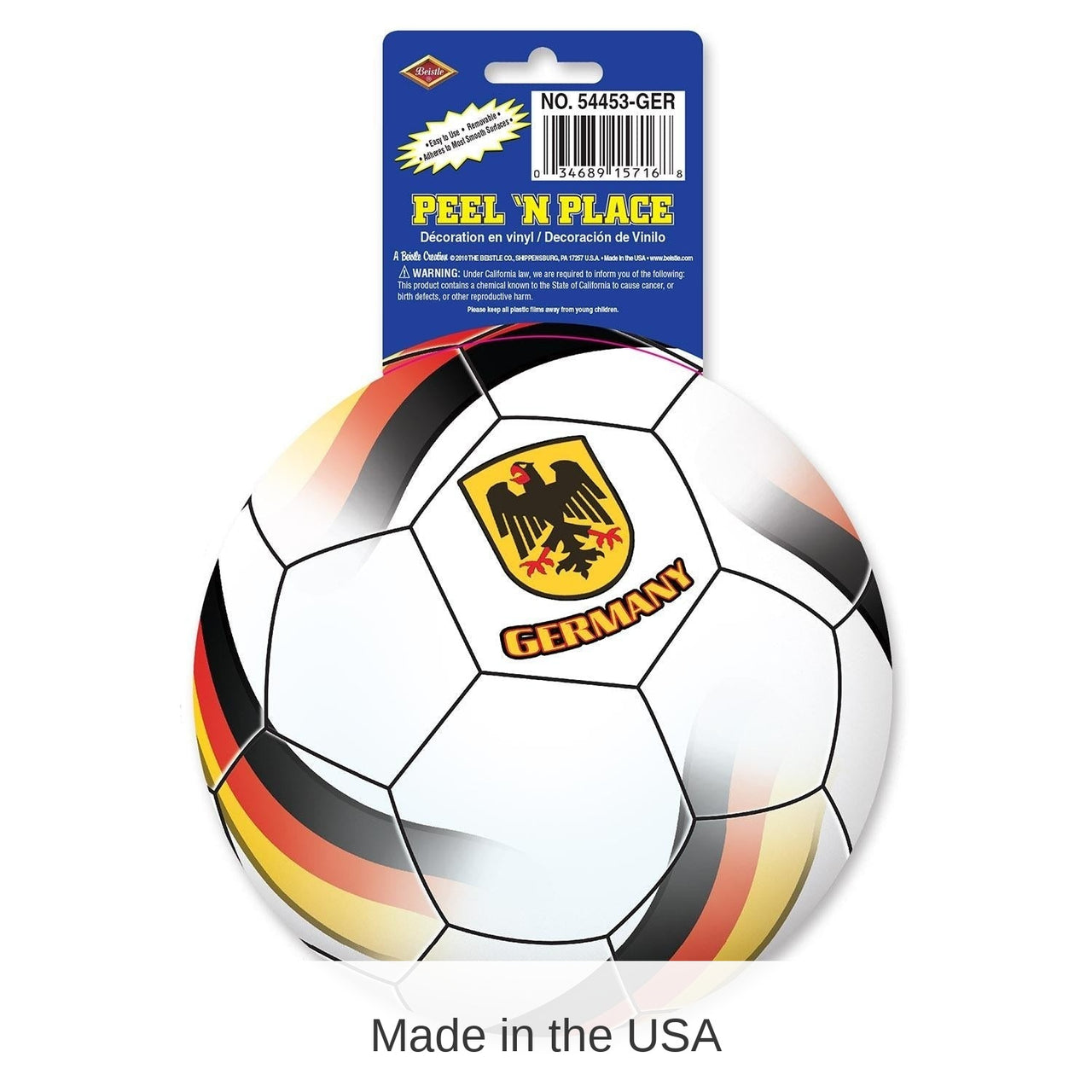 12 Piece Bulk Soccer Party Peel 'N Place Clings - Germany