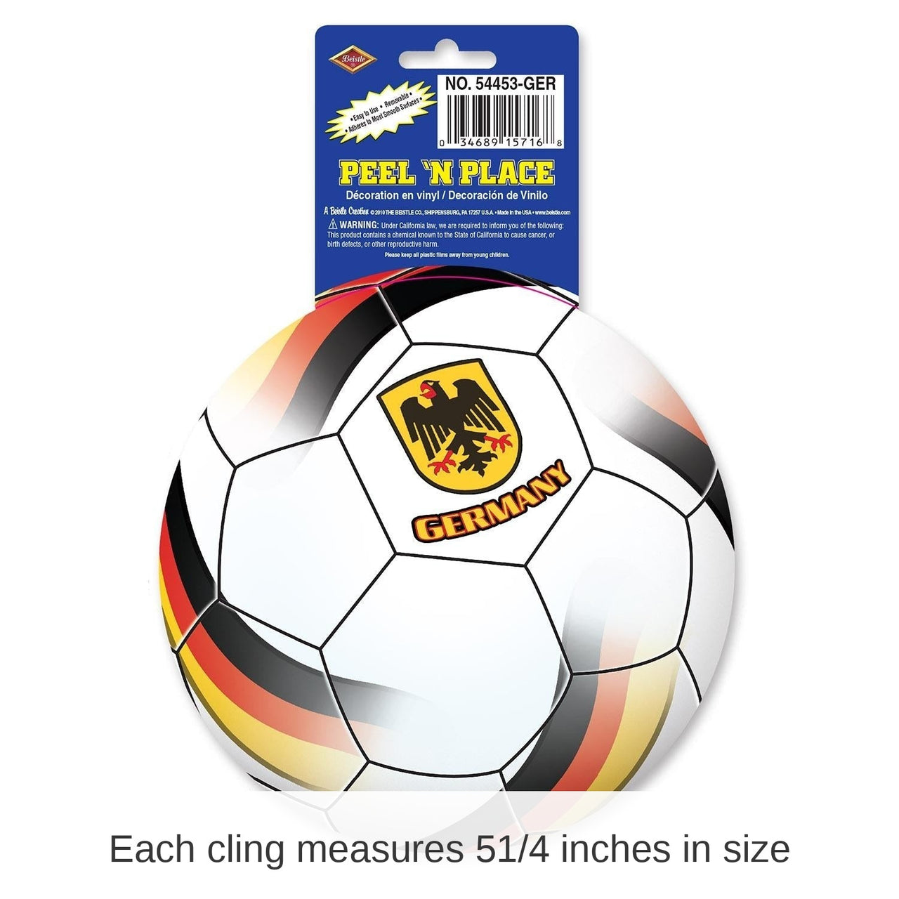 12 Piece Bulk Soccer Party Peel 'N Place Clings - Germany