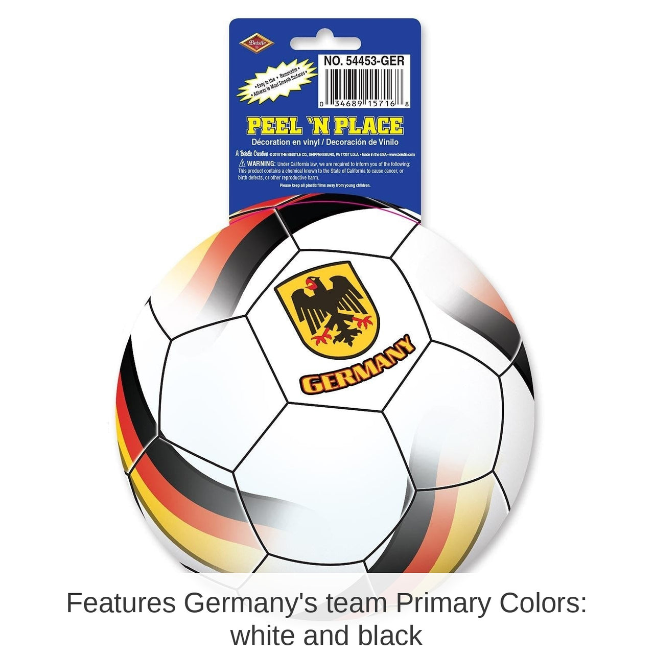 12 Piece Bulk Soccer Party Peel 'N Place Clings - Germany