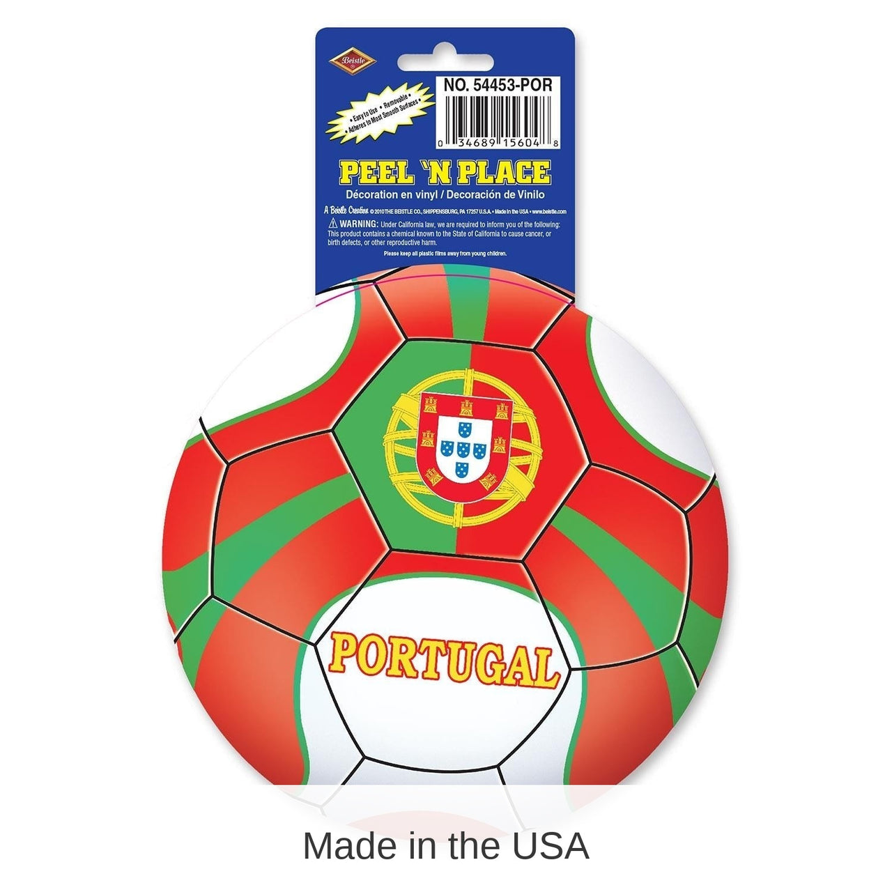 12 Piece Bulk Soccer Party Peel 'N Place Clings - Portugal