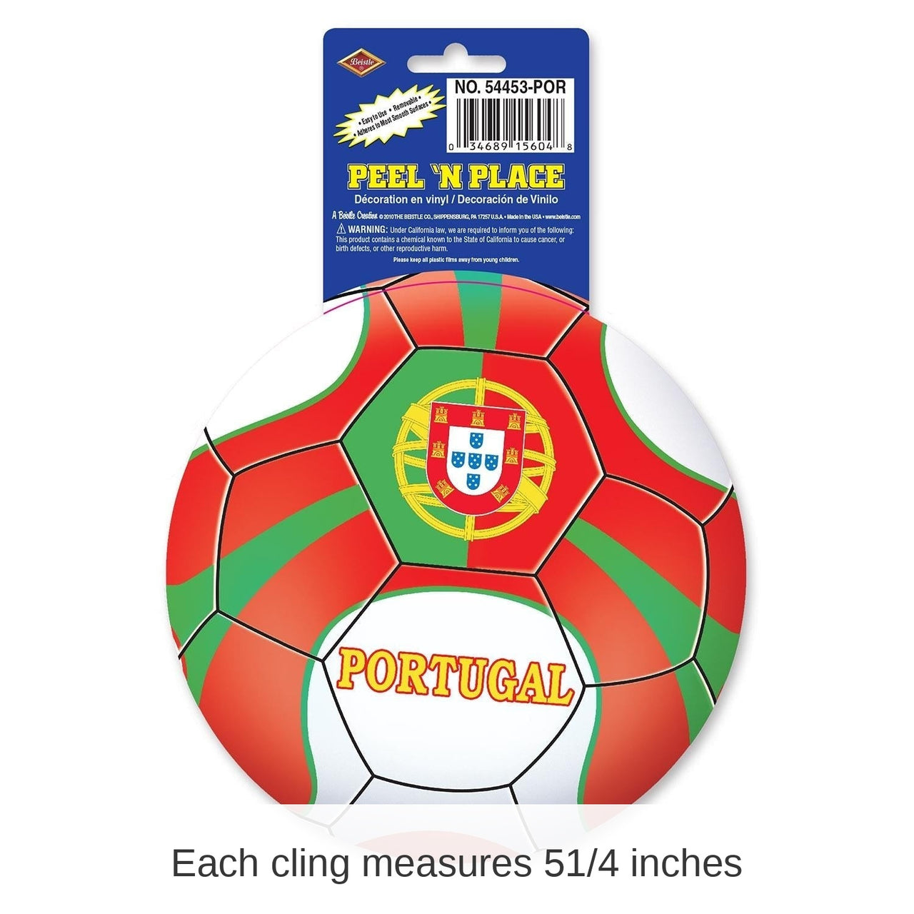 12 Piece Bulk Soccer Party Peel 'N Place Clings - Portugal