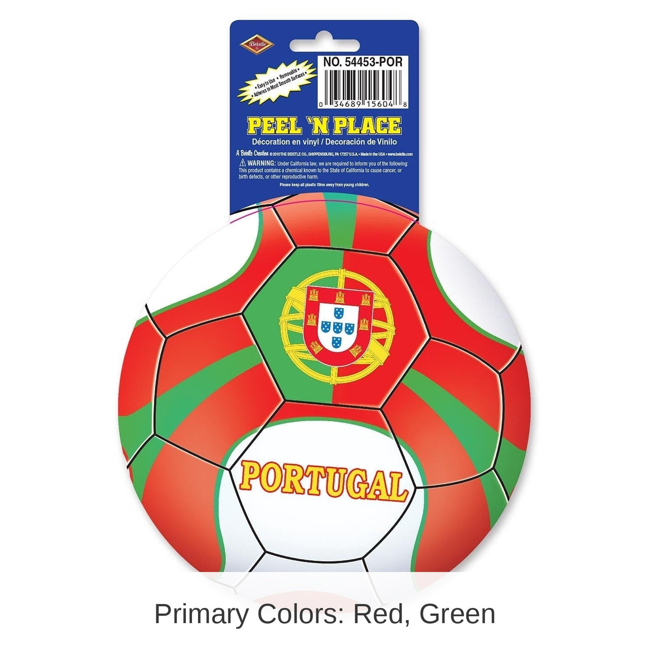 12 Piece Bulk Soccer Party Peel 'N Place Clings - Portugal