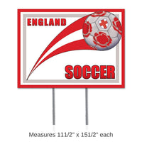 6 Pack Bulk Soccer Party Plastic Yard Sign - England