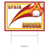 6 Pack Bulk Spain Soccer Yard Sign All-Weather Plastic with H-Stake