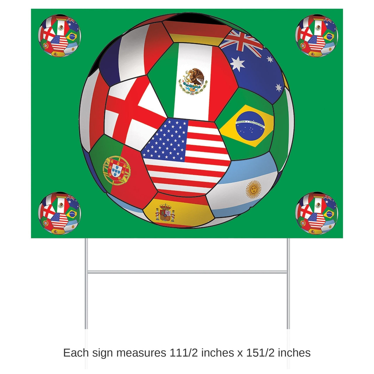 6 Pack Bulk Soccer Ball Yard Sign International Theme