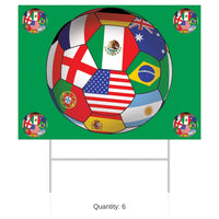 6 Pack Bulk Soccer Ball Yard Sign International Theme