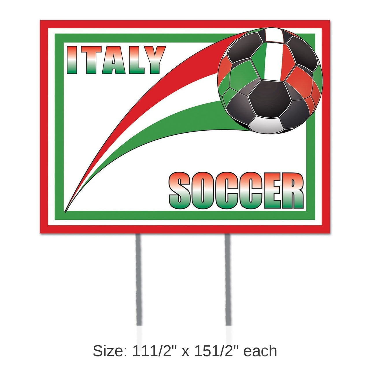 6 Pack Bulk Soccer Party Plastic Yard Sign - Italy