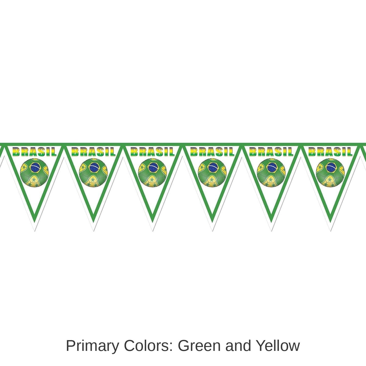 6 Pack Bulk Soccer Party Pennant Banner - Brasil