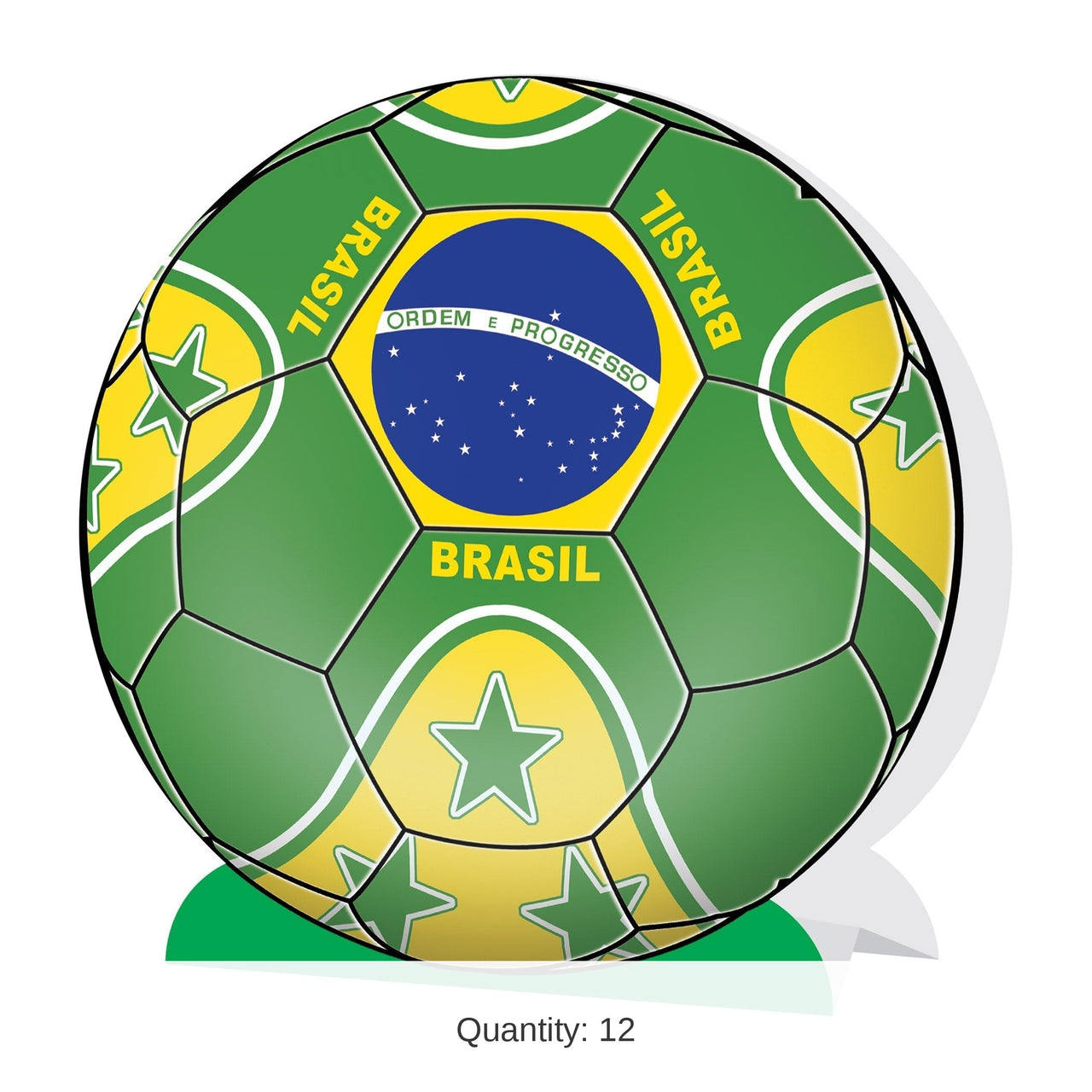 12 Pack Bulk Brazil Soccer 3D Centerpiece 9.25 inch Sports Decoration