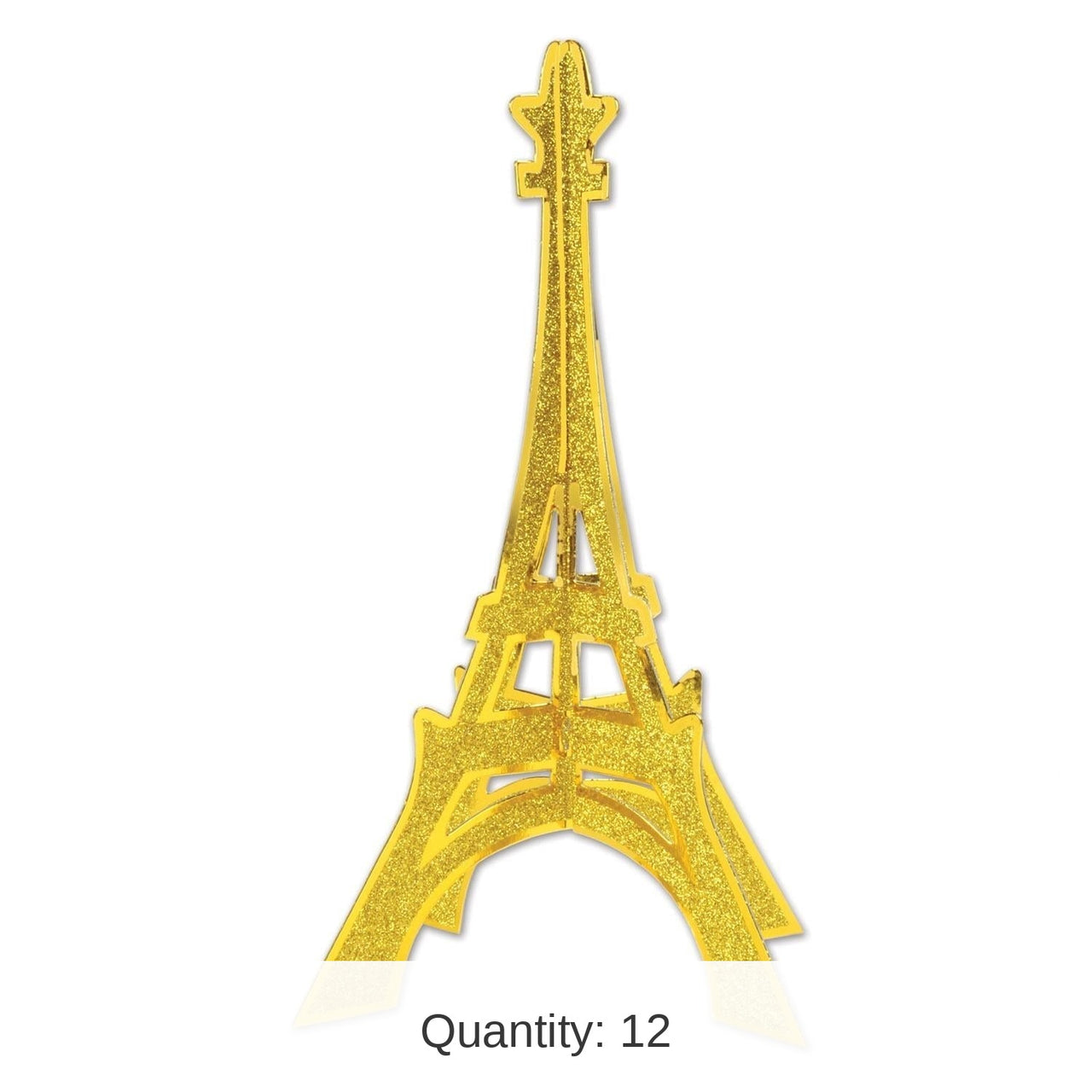 12 Pack Bulk 3-D Glittered Eiffel Tower Party Centerpiece