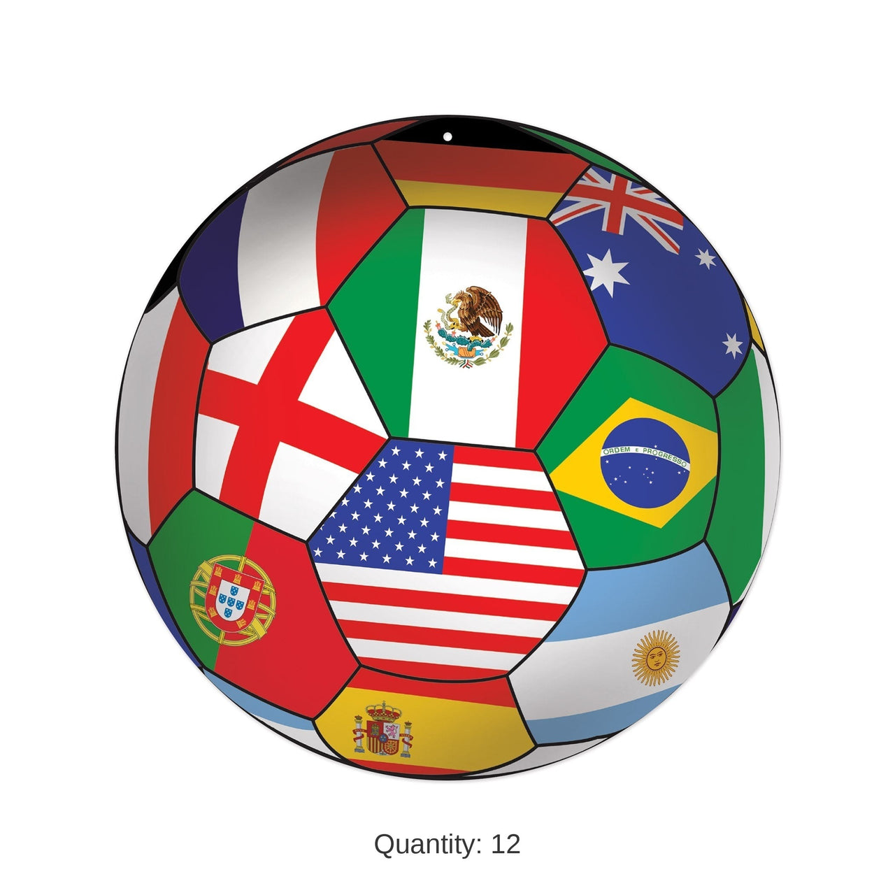 12 Pack Bulk Soccer Ball Cutout International Theme (10 inch)
