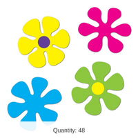 48 Pack Bulk Retro Flower Party Cutouts