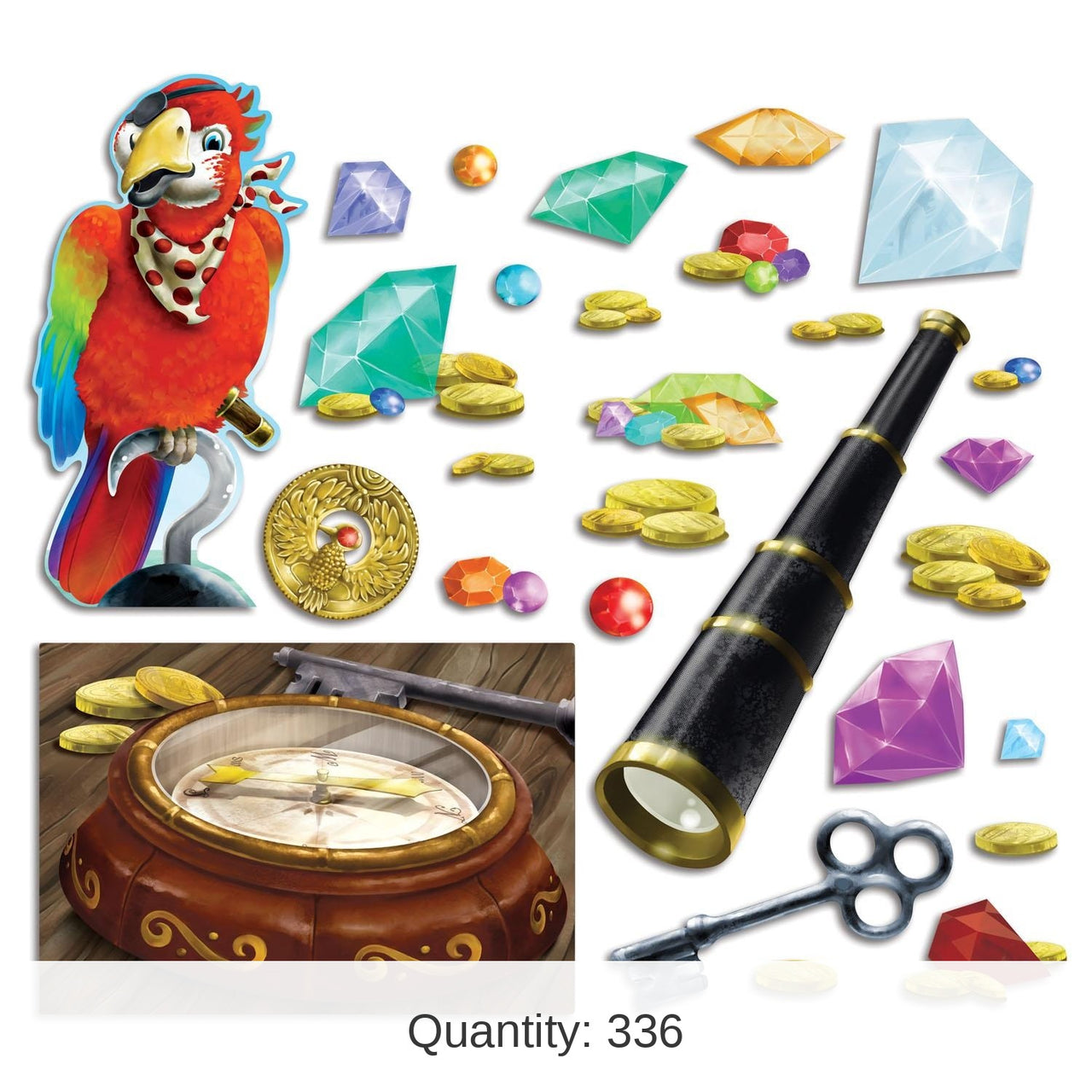 336 Piece Bulk Treasure Hunt Party Cutouts