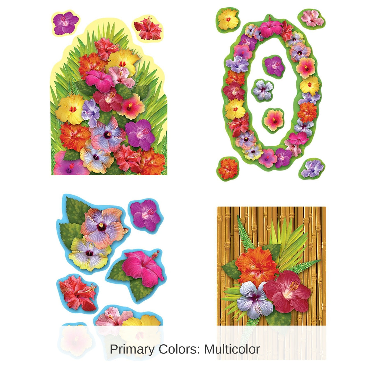 216 Piece Bulk Luau Party Hibiscus Cutouts