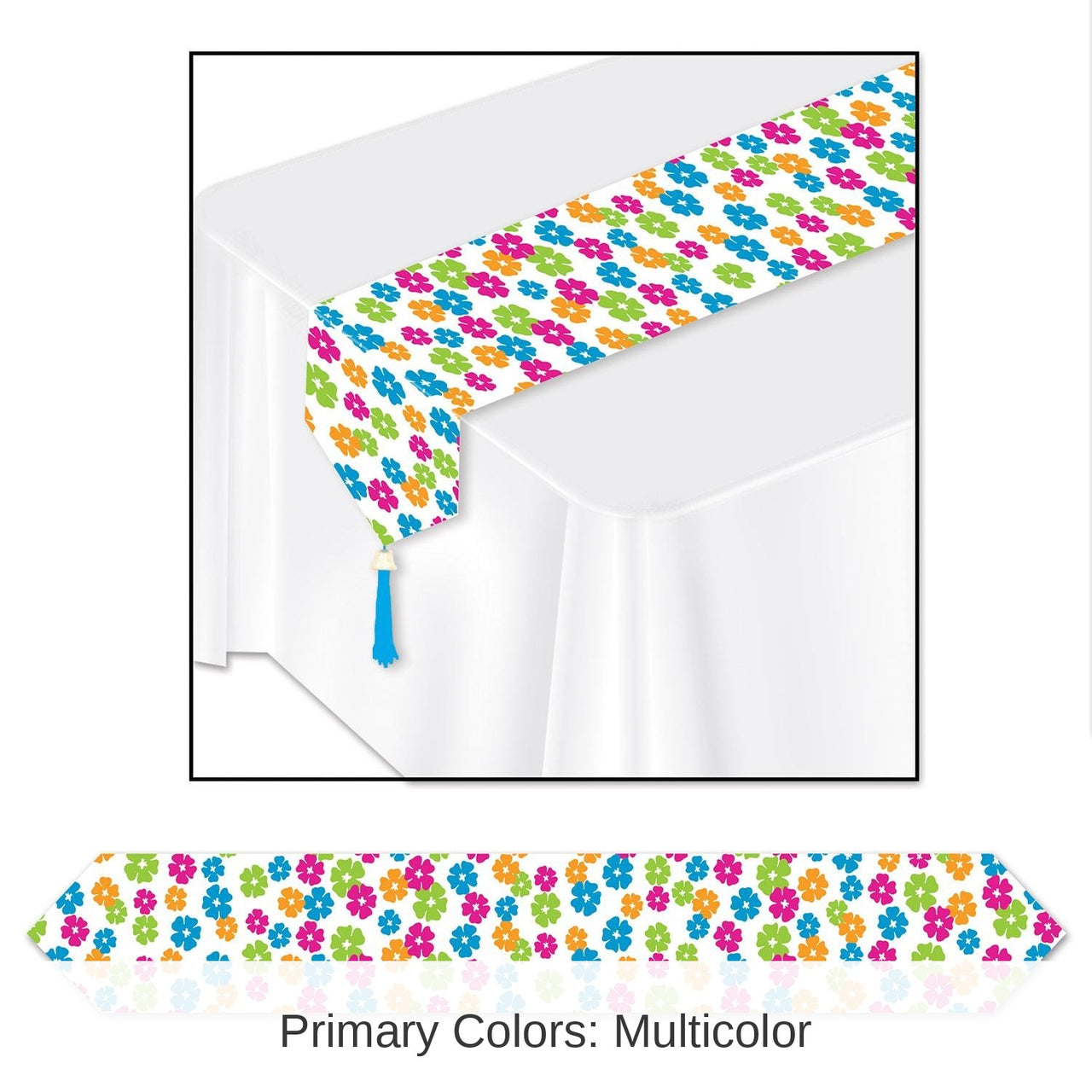 12 Pack Bulk Luau Party Printed Hibiscus Paper Table Runner