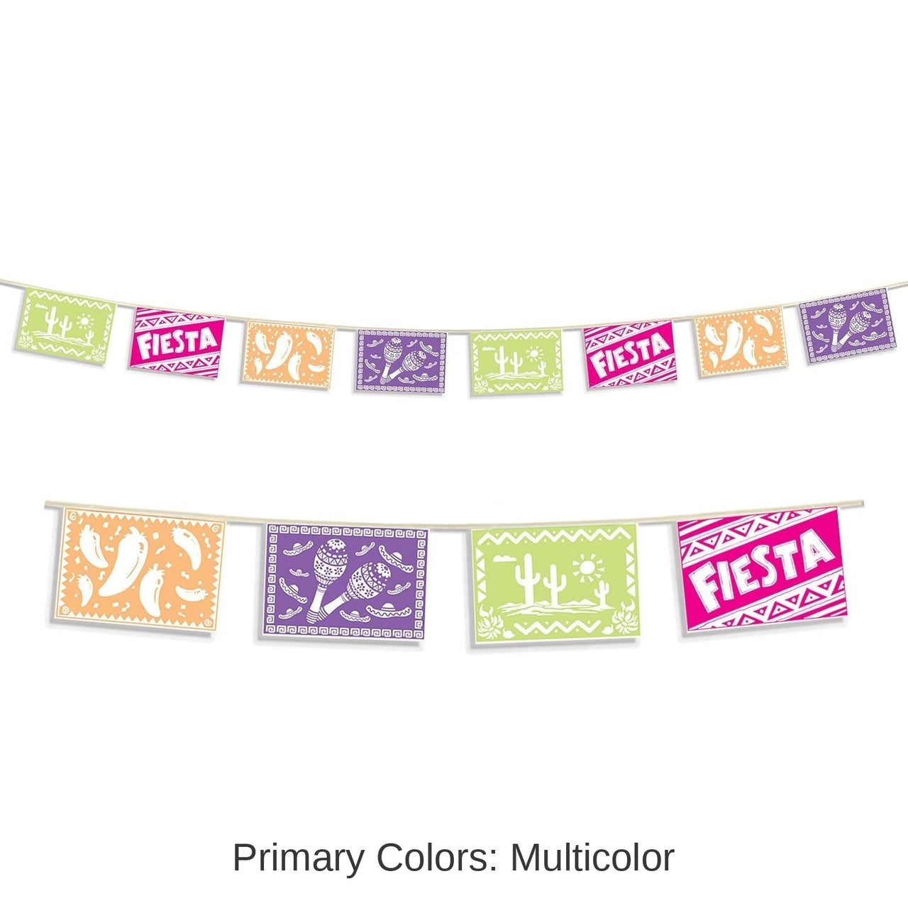 12 Pack Bulk Fiesta Picado Style Pennant Banner