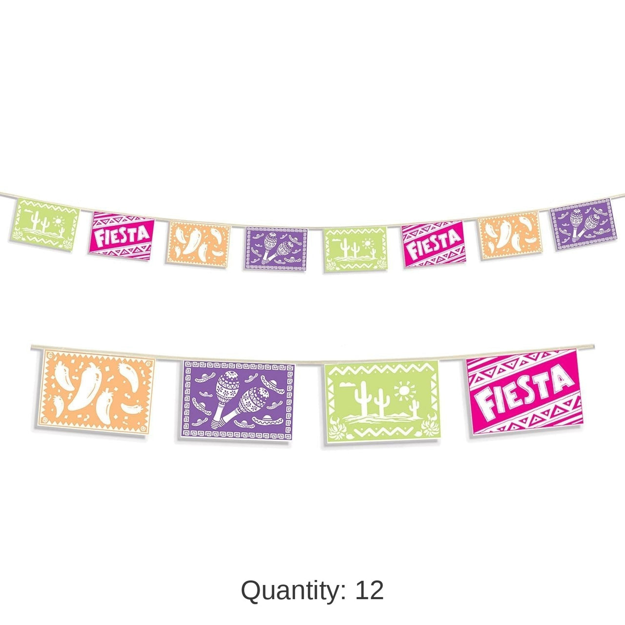 12 Pack Bulk Fiesta Picado Style Pennant Banner