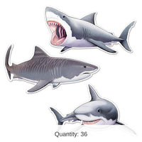 36 Pack Bulk Shark Cutout Decorations