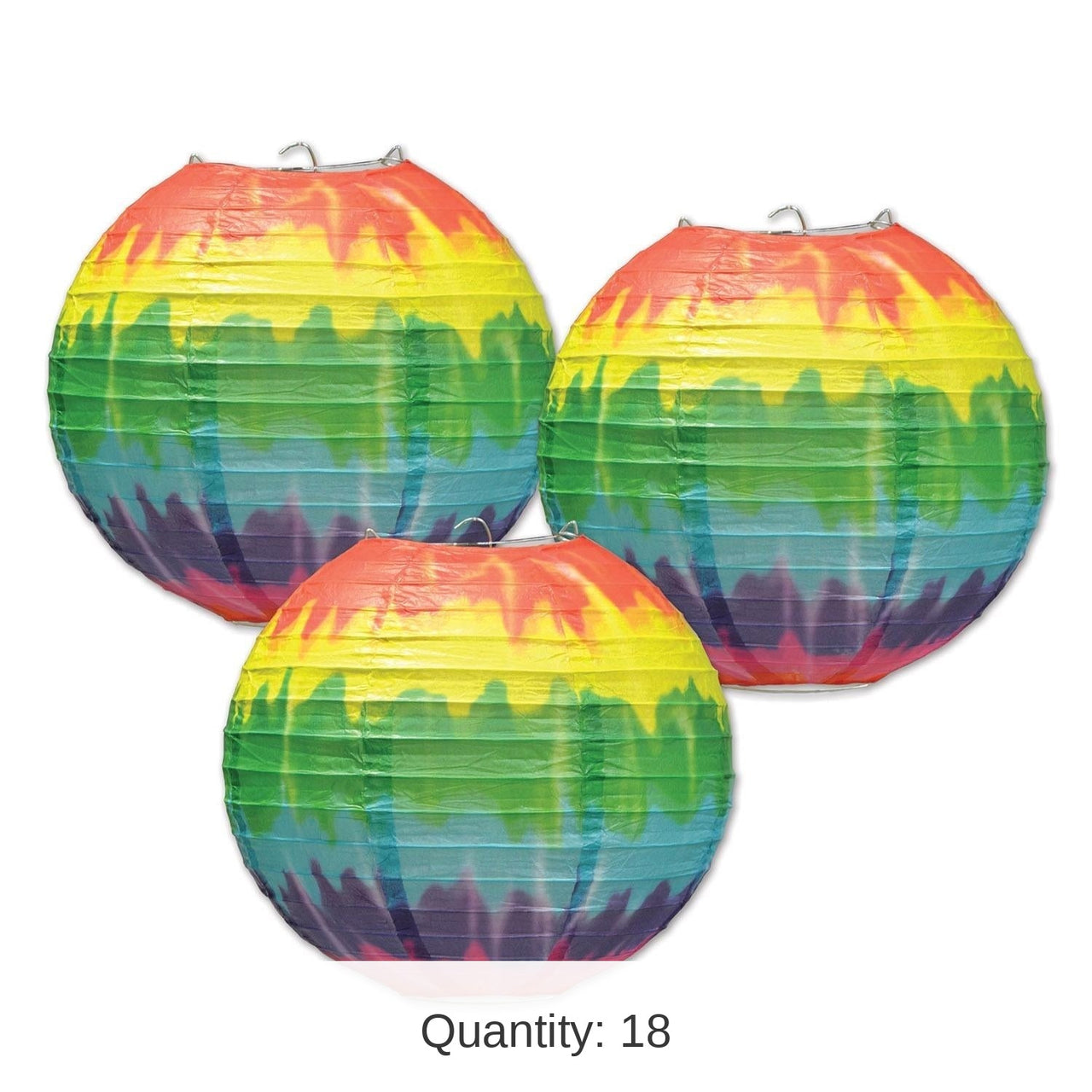 18 Pack Bulk Tie-Dyed Party Paper Lanterns