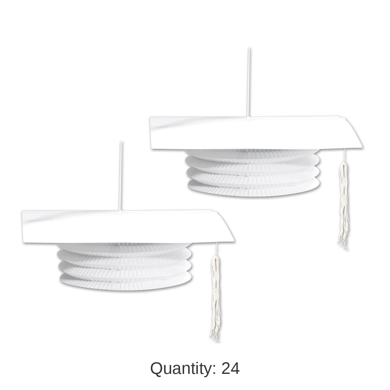 24 Pack Bulk White Grad Cap Graduation Party Paper Lanterns