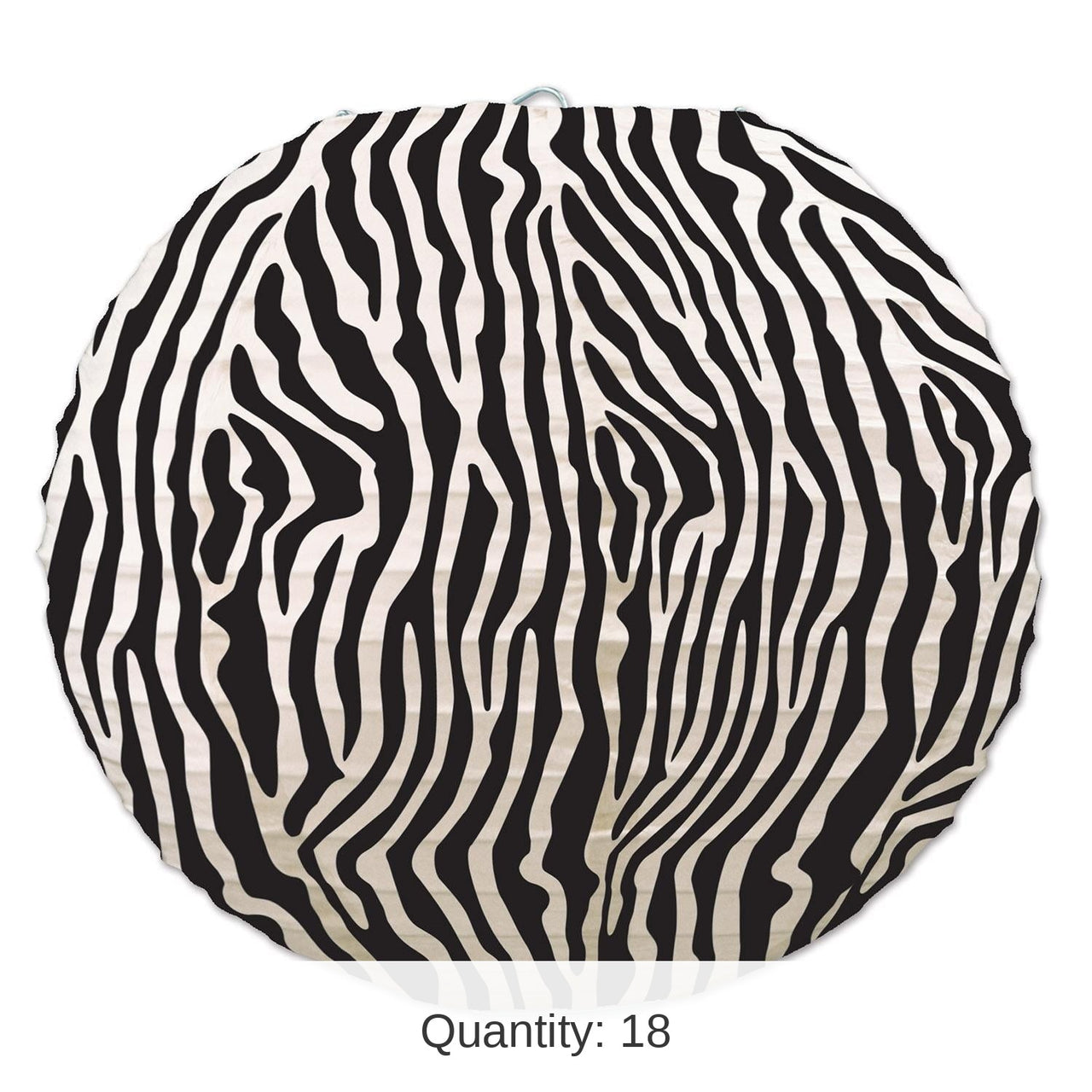 18 Pack Bulk Zebra Print Party Paper Lanterns - black/white