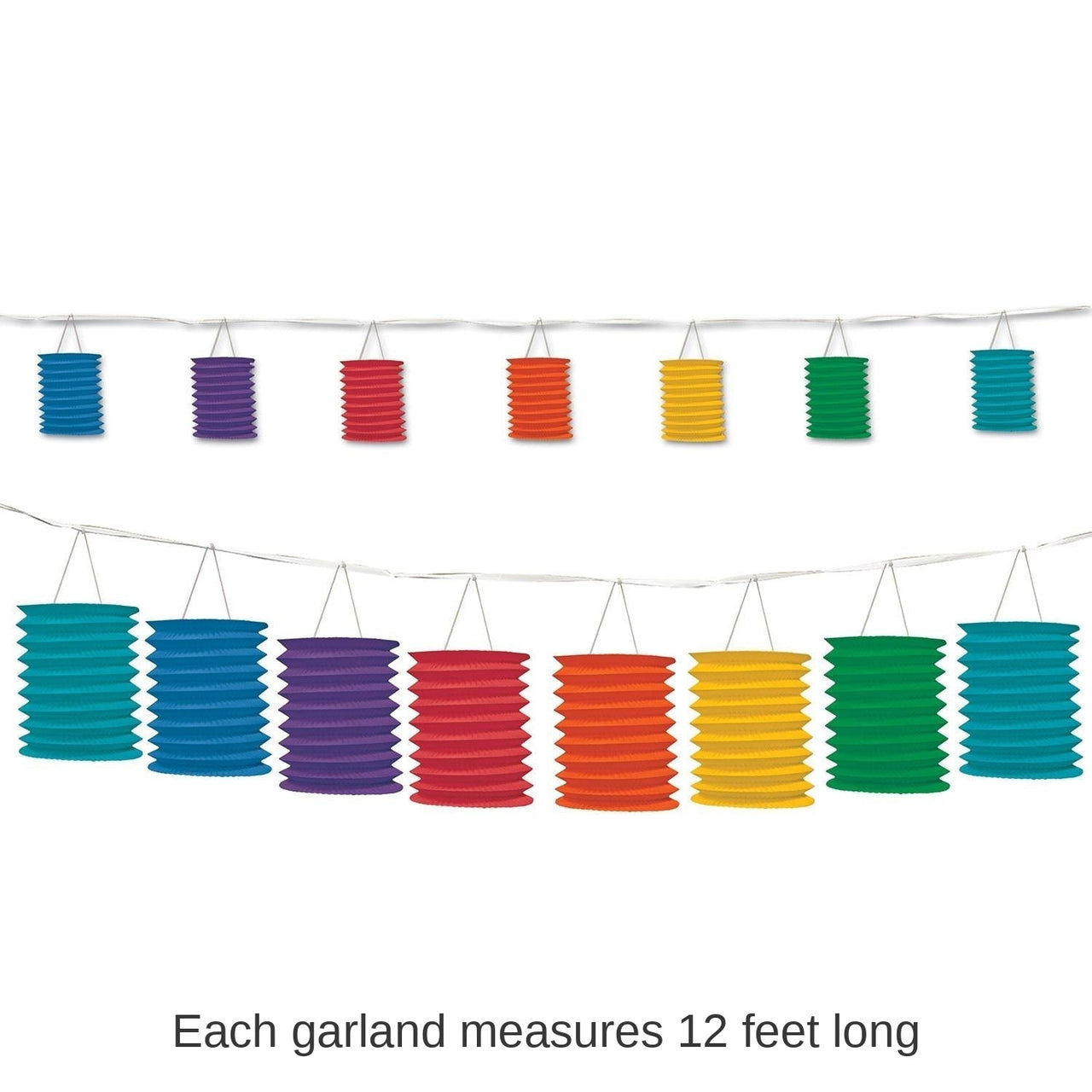 6 Pack Bulk Rainbow Party Lantern Garland