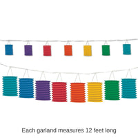 6 Pack Bulk Rainbow Party Lantern Garland