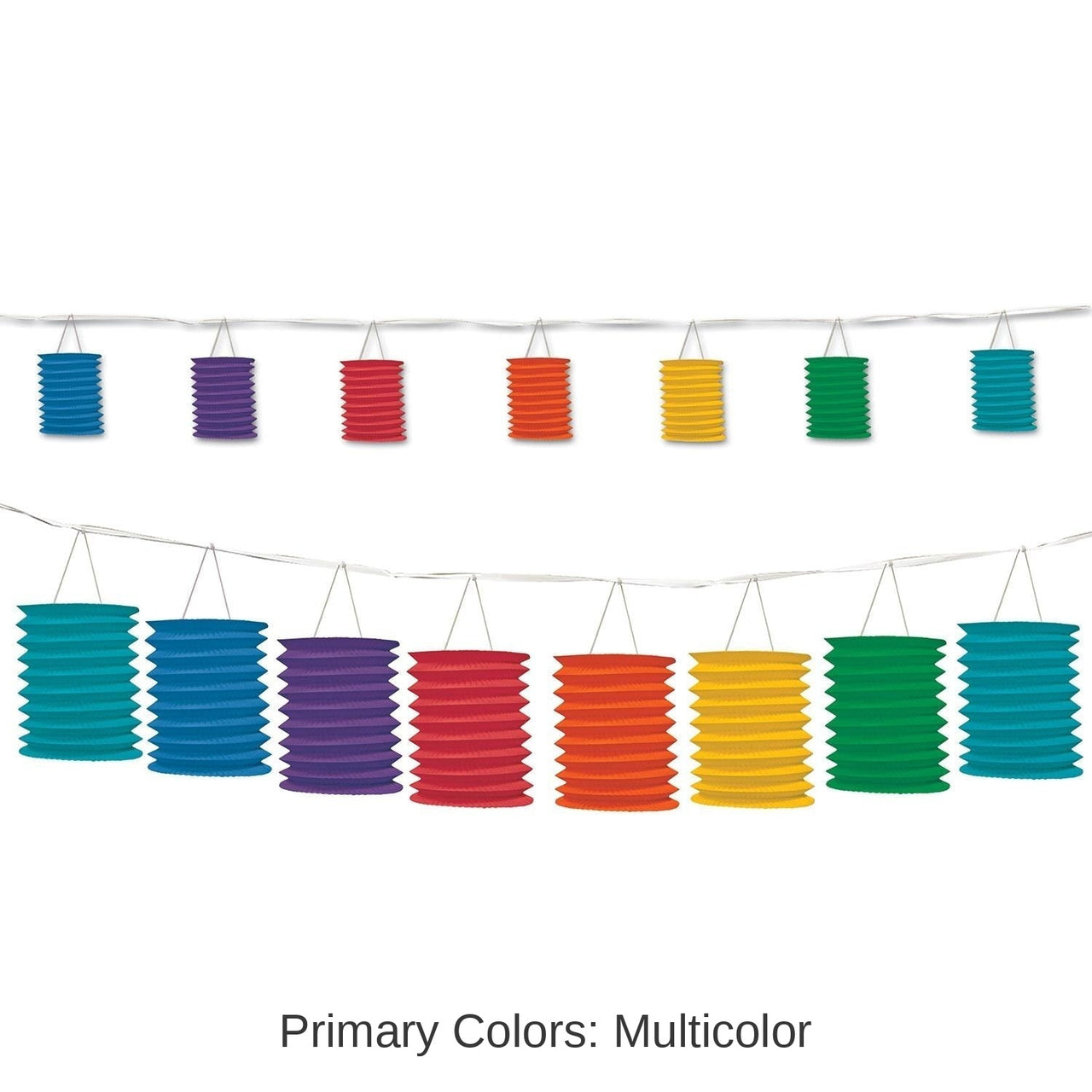 6 Pack Bulk Rainbow Party Lantern Garland
