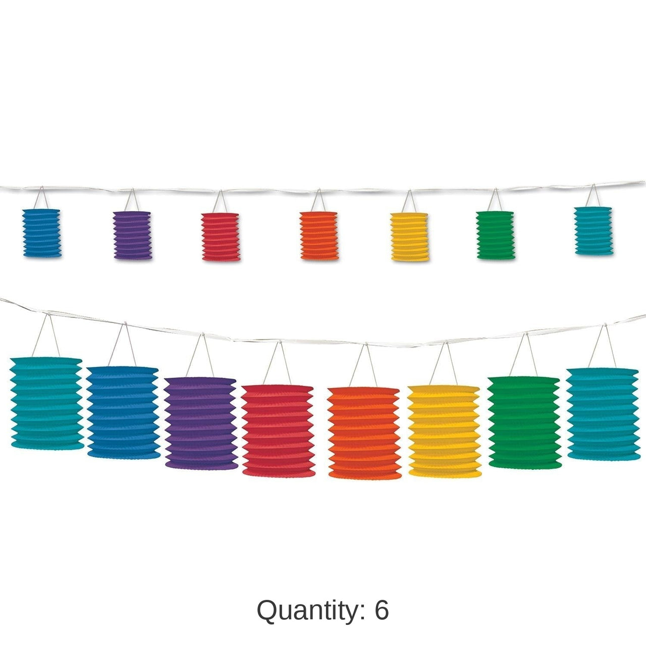 6 Pack Bulk Rainbow Party Lantern Garland