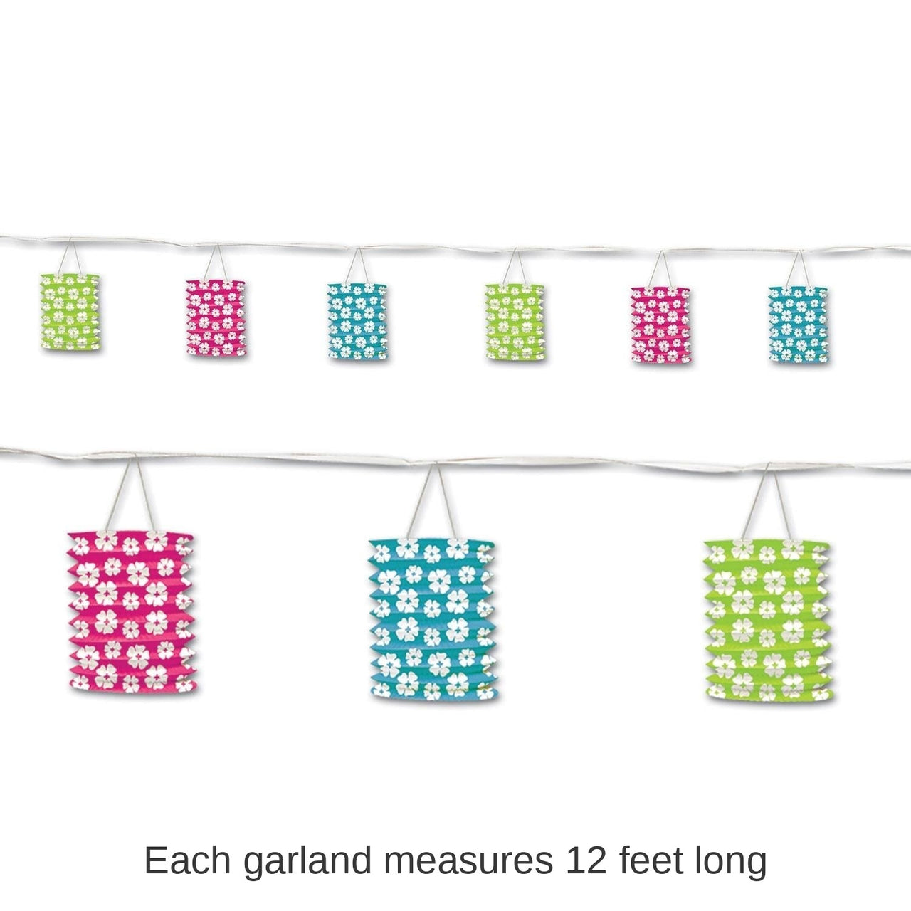 6 Pack Bulk Luau Party Hibiscus Lantern Garland
