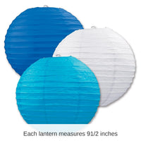 18 Pack Bulk Oktoberfest Paper Lanterns - Asst blue/white/turquoise