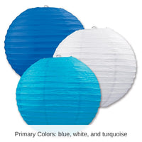 18 Pack Bulk Oktoberfest Paper Lanterns - Asst blue/white/turquoise