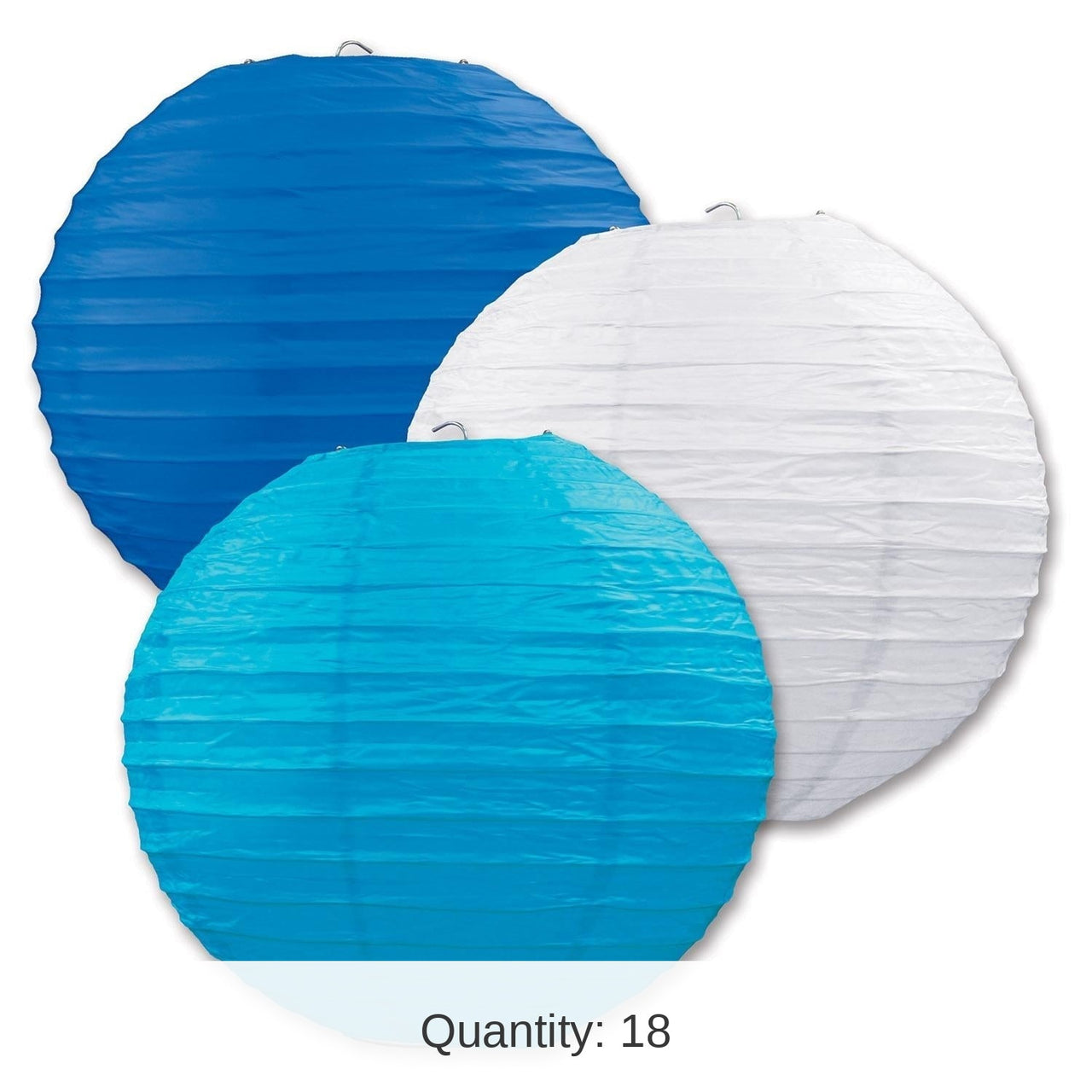 18 Pack Bulk Oktoberfest Paper Lanterns - Asst blue/white/turquoise