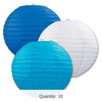 18 Pack Bulk Oktoberfest Paper Lanterns - Asst blue/white/turquoise