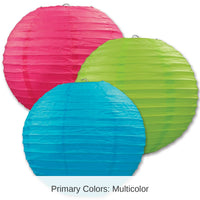 18 Pack Bulk Luau Party Paper Lanterns - Asst cerise - Light green - turquoise