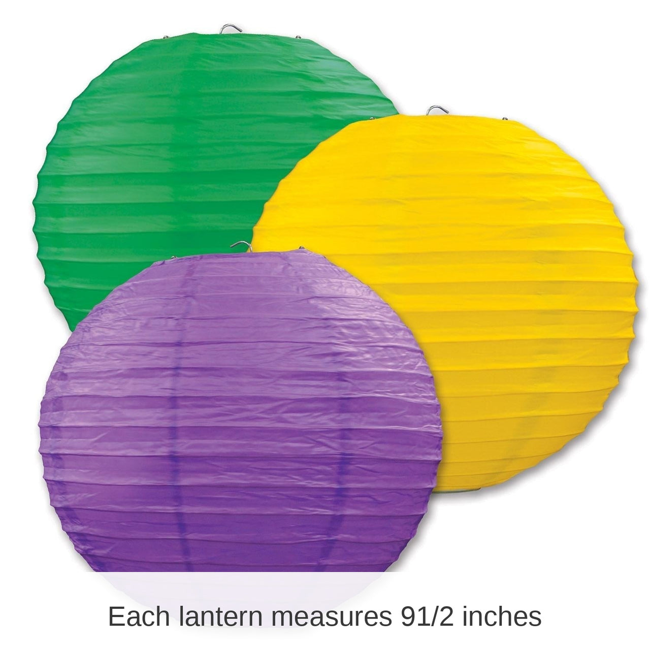 18 Pack Bulk Mardi Gras Paper Lanterns - Asst golden-yellow - green - purple