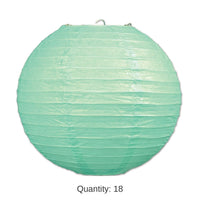 18 Pack Bulk Party Paper Lanterns mint green