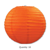 18 Pack Bulk Party Paper Lanterns orange