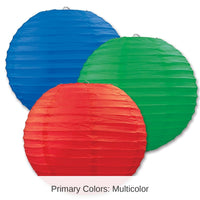 18 Pack Bulk Party Paper Lanterns Asst red - blue - green