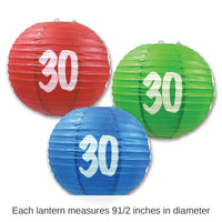 18 Pack Bulk 30th Birthday Party Paper Lanterns