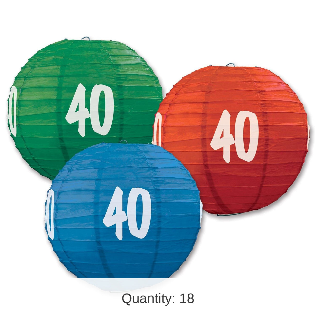 18 Pack Bulk 40th Birthday Party Paper Lanterns